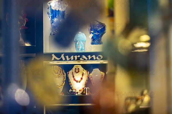 Murano glass in a shop window