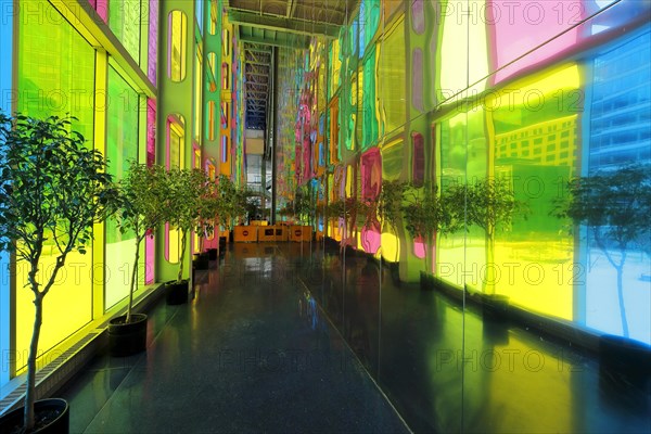 Colorful reflections in the foyer of the Palais des congres de Montreal