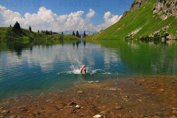 Man bathing in Seealpsee