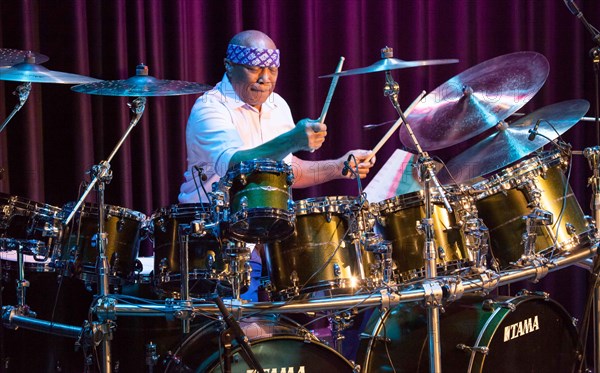 Billy Cobham on drums at a concert at the Scala