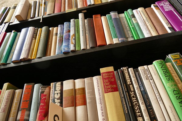 Many used books in a library