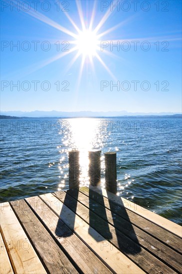 Footbridge at Lake Stranberg in Upper Bavaria