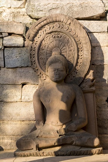 Large sculpture of the Buddha. Buddhist Monuments at Sanchi. Monument of Indian Architecture