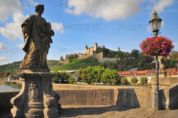 View of Marienberg Fortress from the old bridge over the River Main