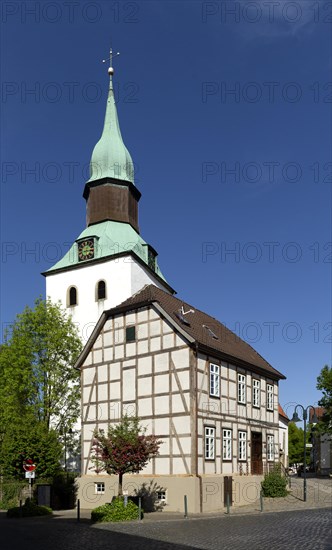 St. Nikolai Protestant Church and residential building in half-timbered construction