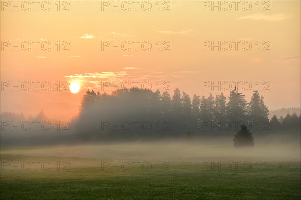 Autumn sunrise near Rottenbuch in the Weilheim-Schongau district