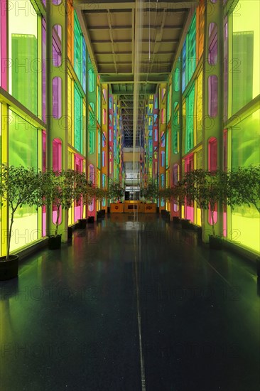 Colorful reflections in the foyer of the Palais des congres de Montreal