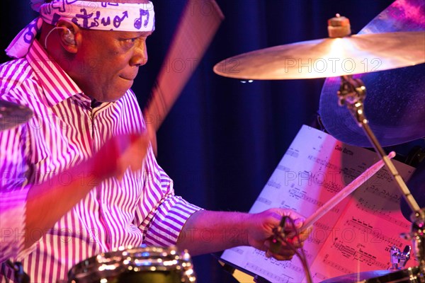 Billy Cobham on drums at a concert at the Scala