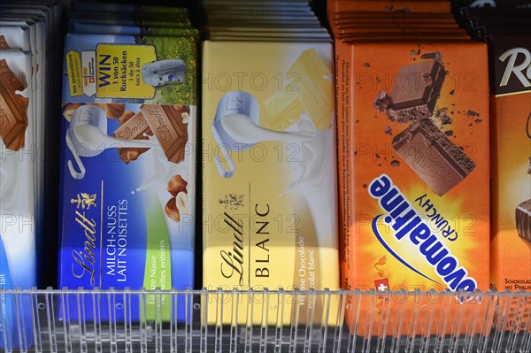 Retail shelf Swiss chocolate