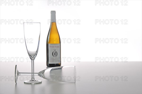 Still Life with Wine Glasses and Wine Bottle