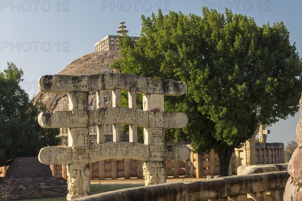 Gateway of Stupa 3 and the Great Stupa