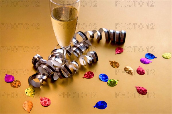 New Years champagne and confetti