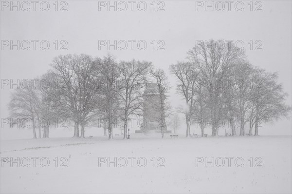 Bismarck Tower near Augsburg in winter