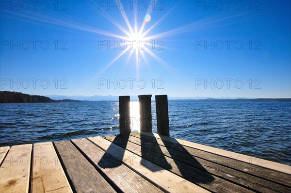 Footbridge at Lake Stranberg in Upper Bavaria