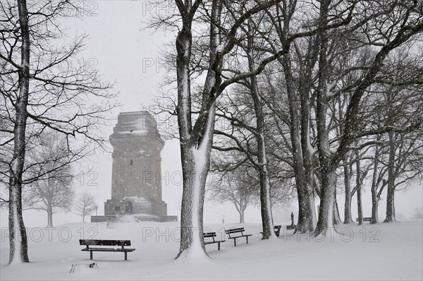 Bismarck Tower near Augsburg in winter