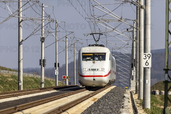 At 250 kilometres per hour over the Swabian Alb. InterCityExpress ICE on the new railway line from Stuttgart to Ulm