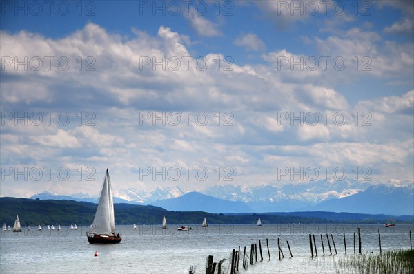 Sailing boat on the Lake Ammer near Utting