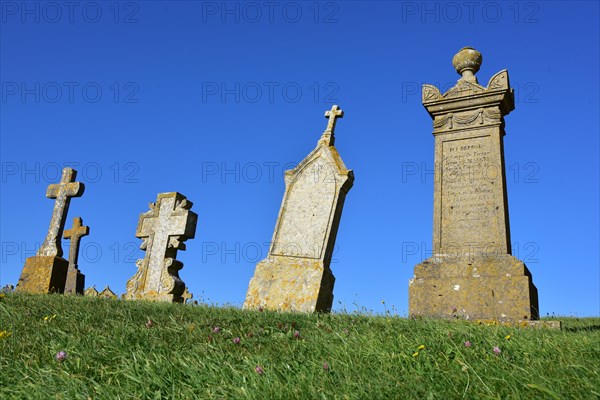 Gravestones in a cemetery in Normandy