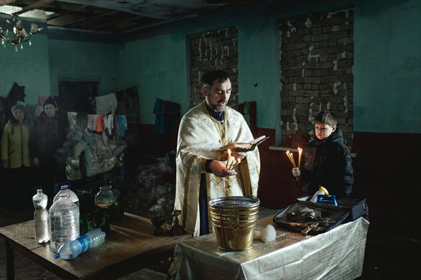 Water consecration in the destroyed church in the village of Novohrihorivka