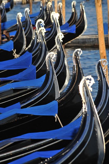 Gondolas on the pier of St Marks Square in Venice