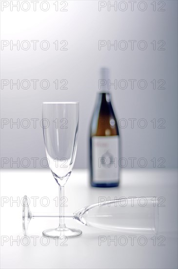Still Life with Wine Glasses and Wine Bottle