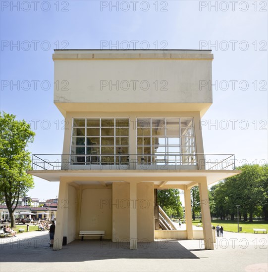 Old graduation house with technical building in the New Objectivity style