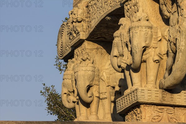 Elephant motifs elaborately carved on the North Torana