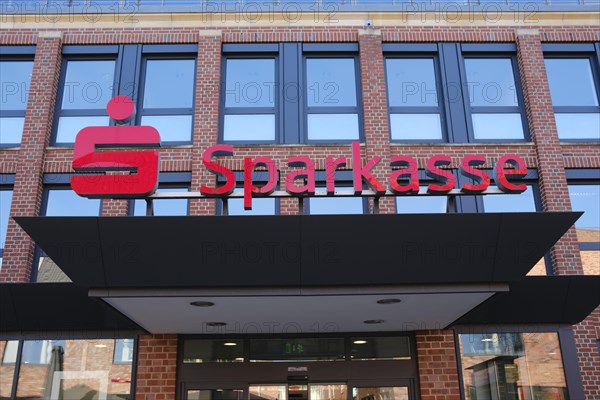 Font and logo Sparkasse on the savings bank building