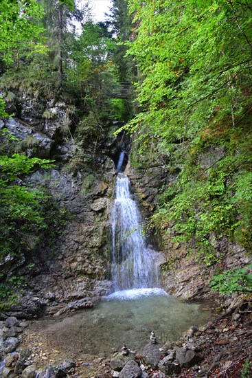 Waterfall in the Schleifmuehlenklamm gorge near Unterammergau