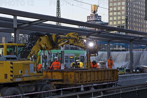 Construction site at Dortmund Central Station with the Dortmunder U and the Harenberg City Center