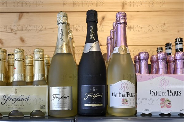 Sales rack Freixenet Prosecco bottles