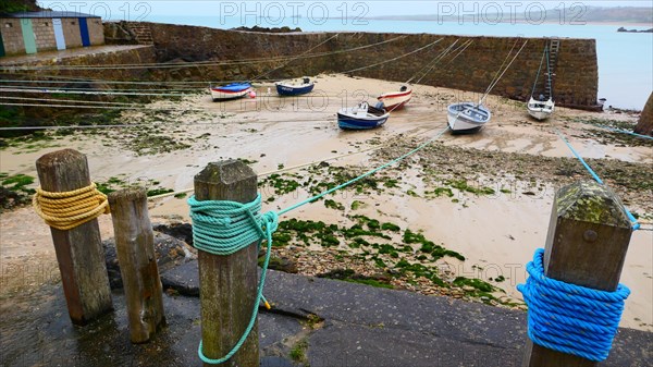 Fishing boat in the harbour of Port Racine in the Manche department