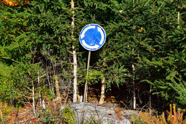 Self-made traffic sign roundabout