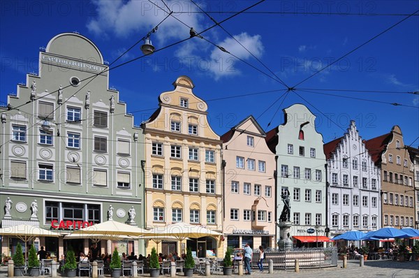 Historic house facades on Moritzplatz in Augsburg