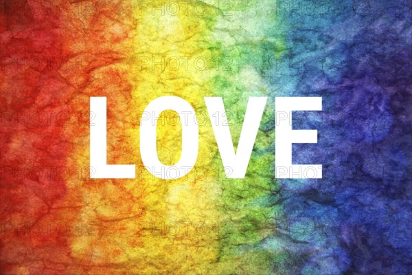 Love word on LGBT textured background