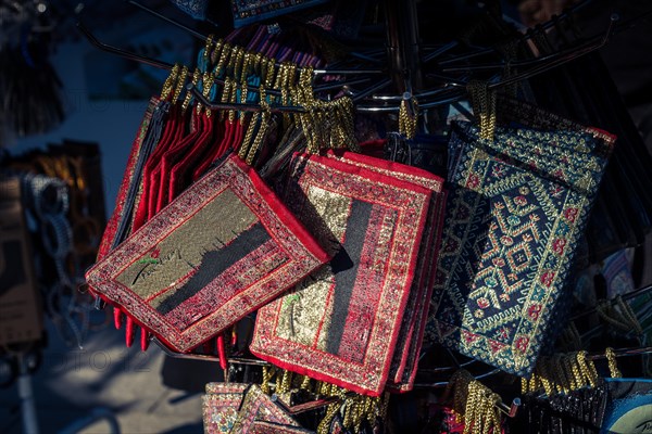 Traditional style handmade woven bags of fabric