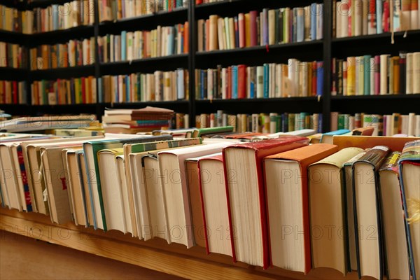 Many used books in a library