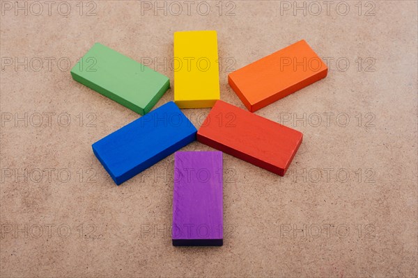 Wooden blocks on a brown background