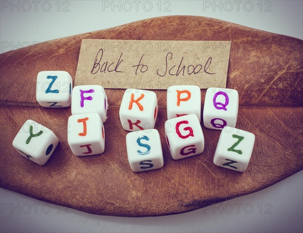 Back to school theme with colorful letter cubes