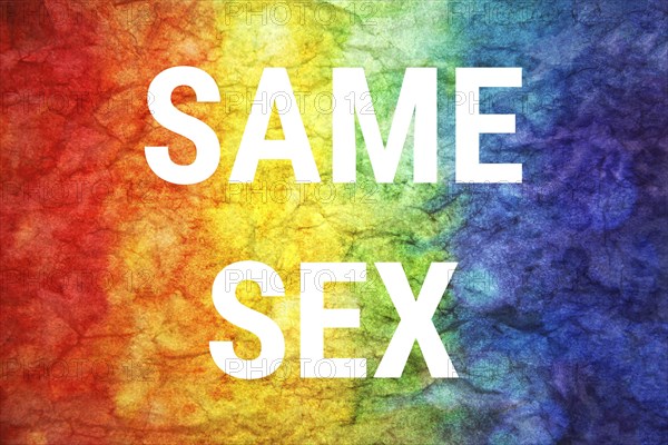 Same sex words on LGBT textured background