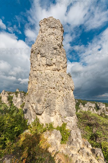 Rocky peak in the chaos site of Montpellier in the Cevenes. Milllau