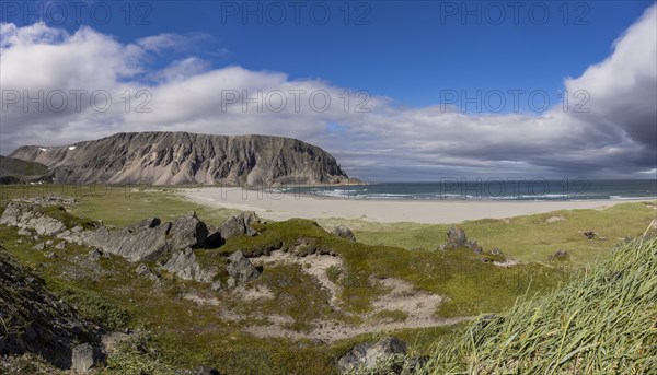 Mountains and beach near Kongsfjord