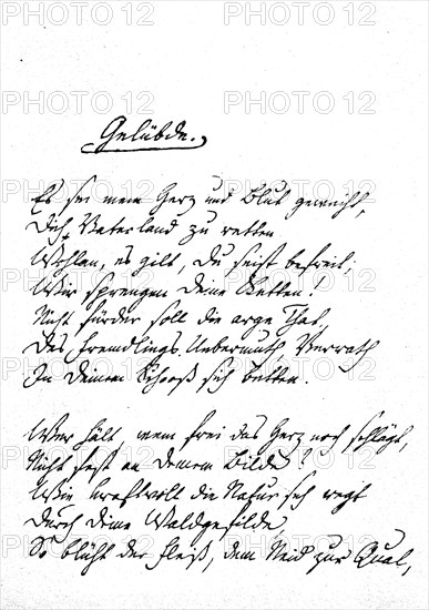 Facsimile of the inscription of Friedrich Schlegels poem