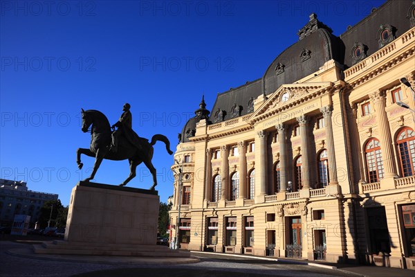 University Library with equestrian statue Carol I