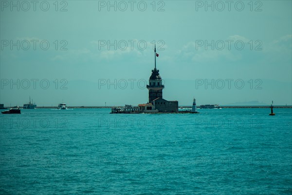 Maidens Tower located in the middle of Bosporus