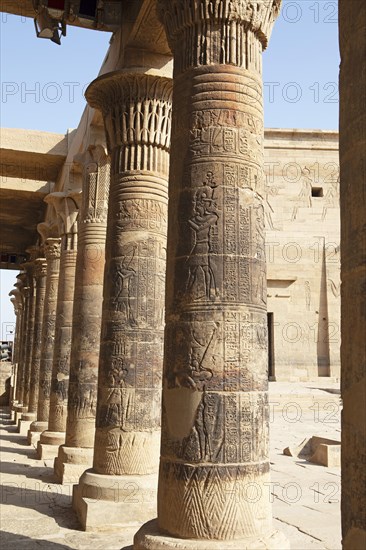 Ancient columns in the temple complex of Philae