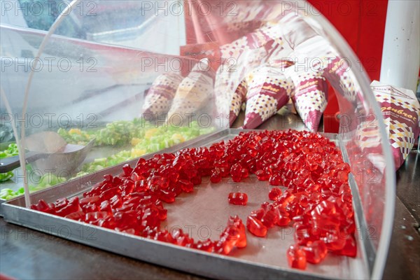 Red Gold Bears at confectionery stand