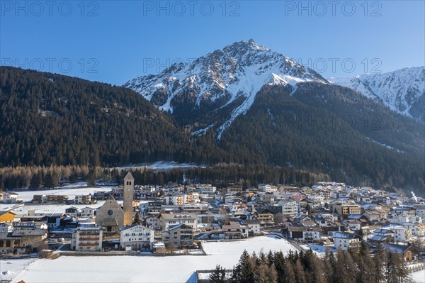 Reschen on the Reschen Pass in winter