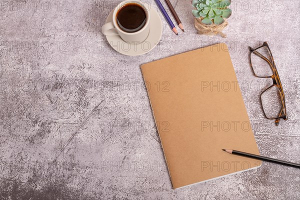 Closed notebook with brown covers