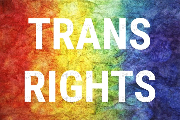 Trans rights words on LGBT textured background